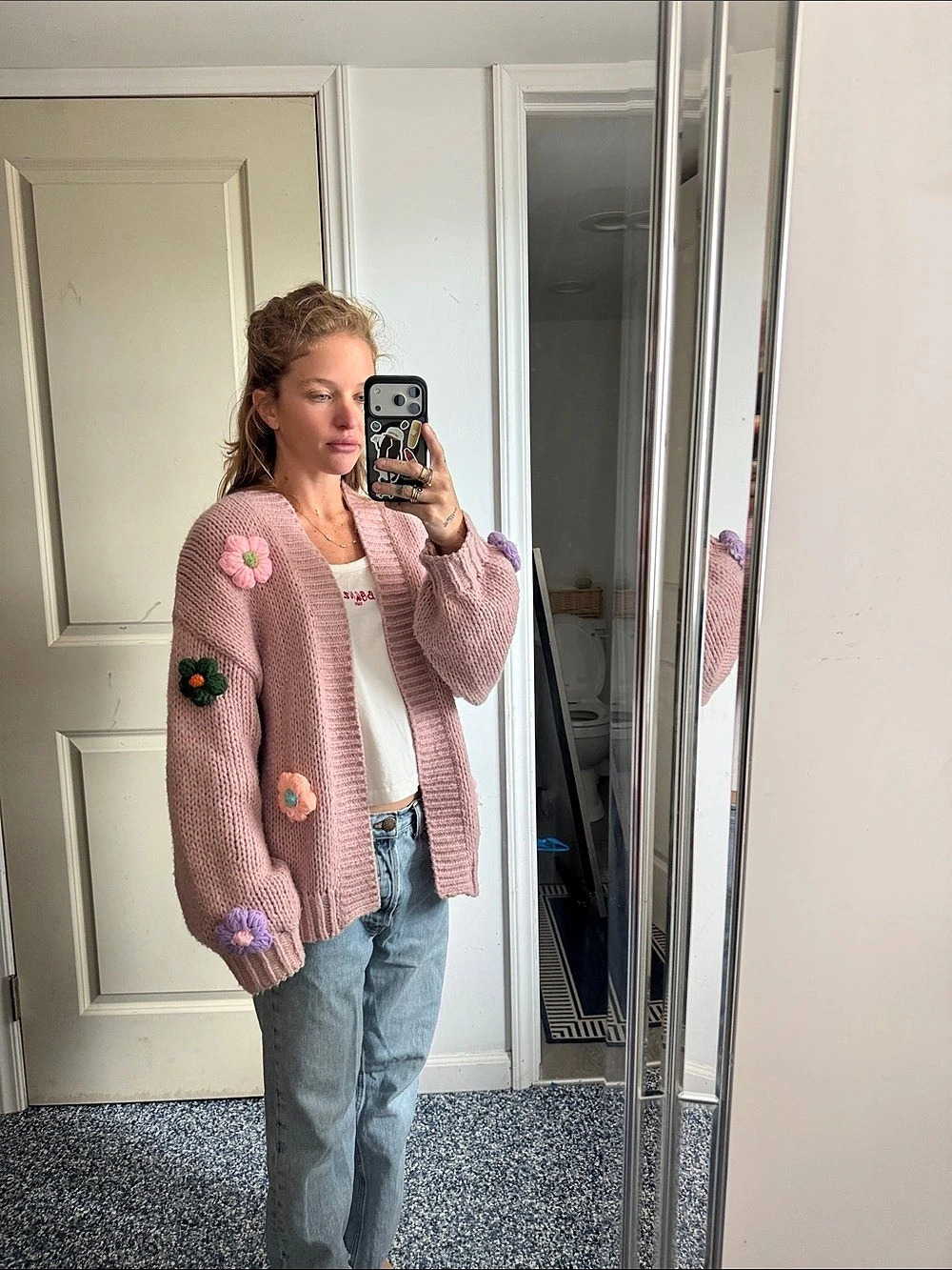 Maeve Pink Floral Cardigan Like New